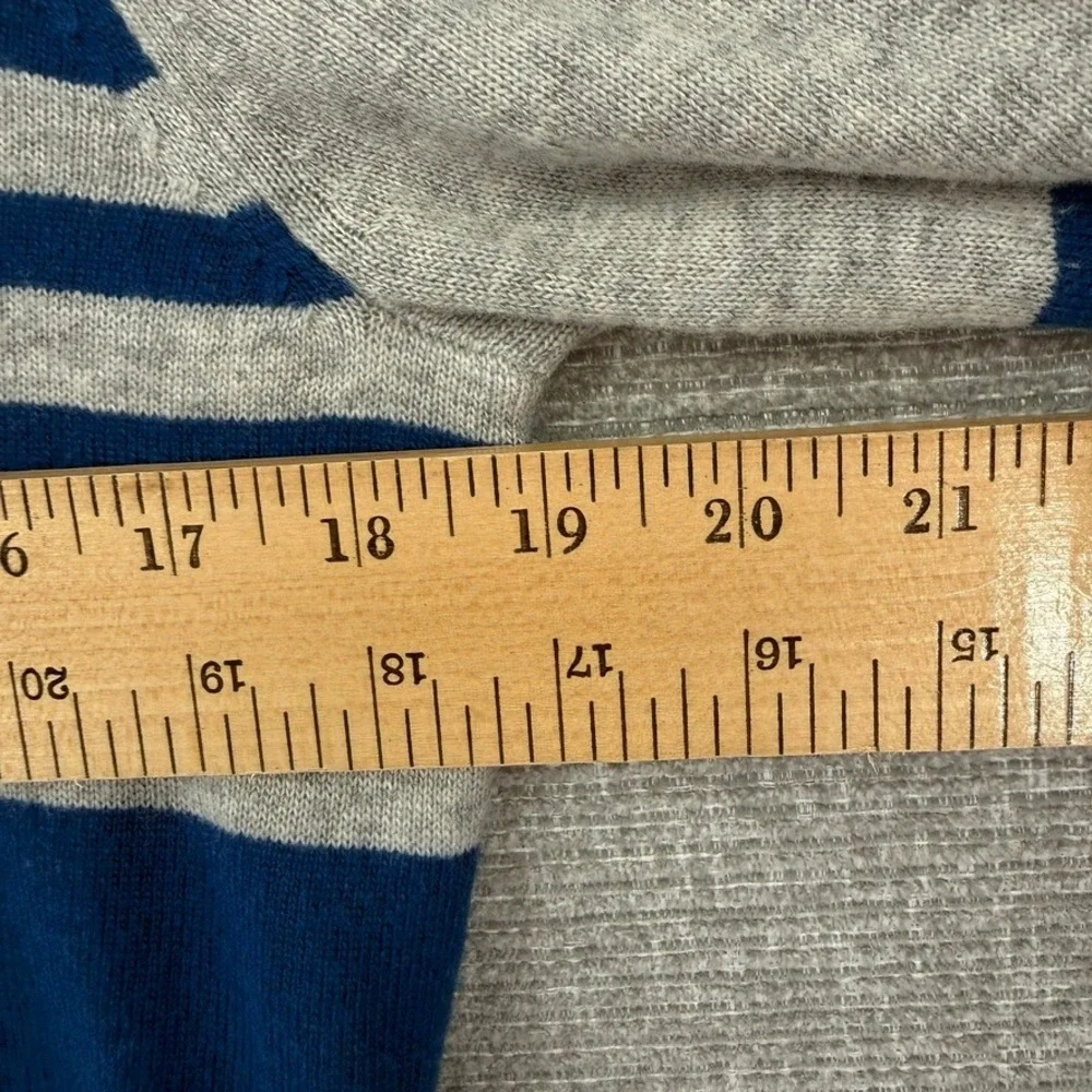 J Crew Polar Bear Sweater Women Medium Blue Gray Striped Merino Wool Blend Boho